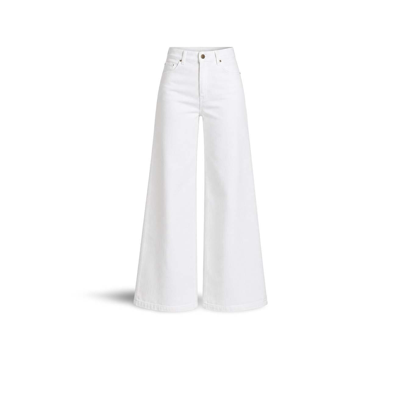 CIGALAS Jeans donna 138 wide legin misto lino Bianco