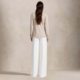 CIGALAS Jeans donna 138 wide legin misto lino Bianco
