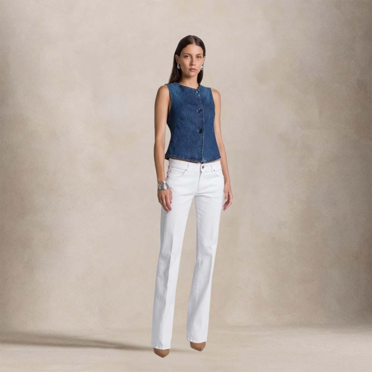 CIGALAS Jeans donna Bell Bottom 125 Dyed Bianco