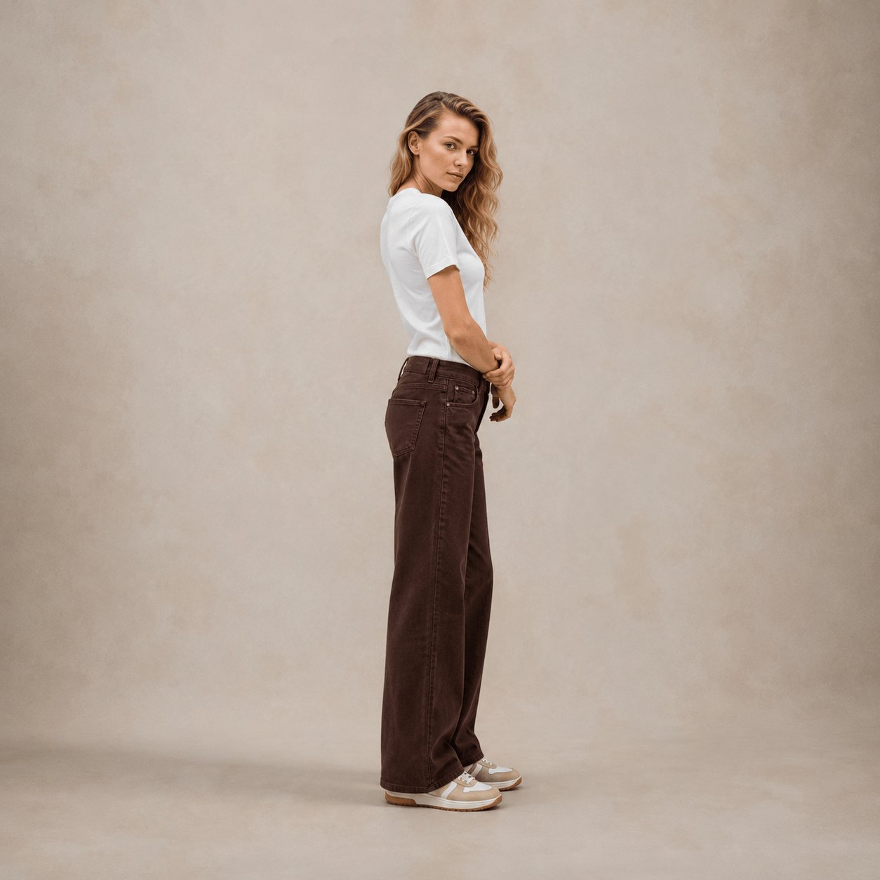 CIGALAS Pantalone donna 309 Essential Wide Leg Caffe