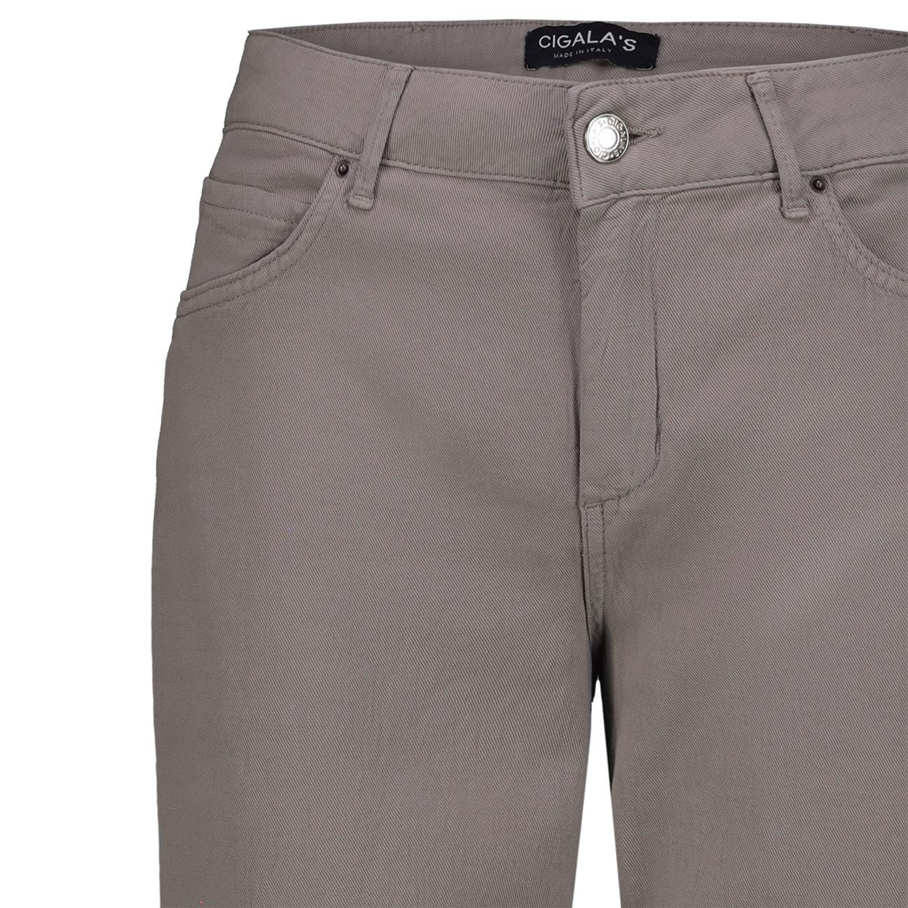 CIGALAS Pantaloni donna 167 Crop in cotone e lino Acciao