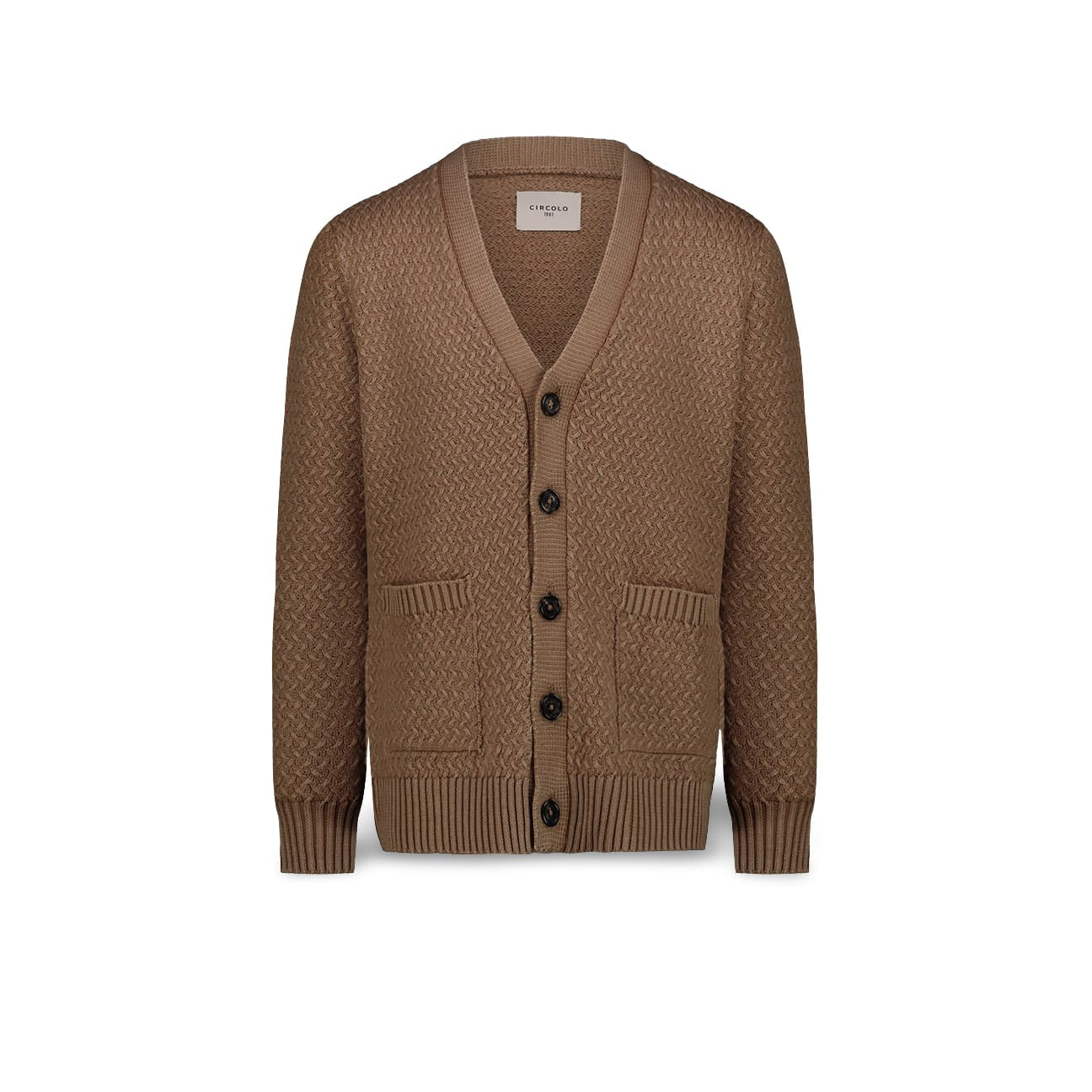 CIRCOLO1901 Cardigan uomo in pura lana Beige