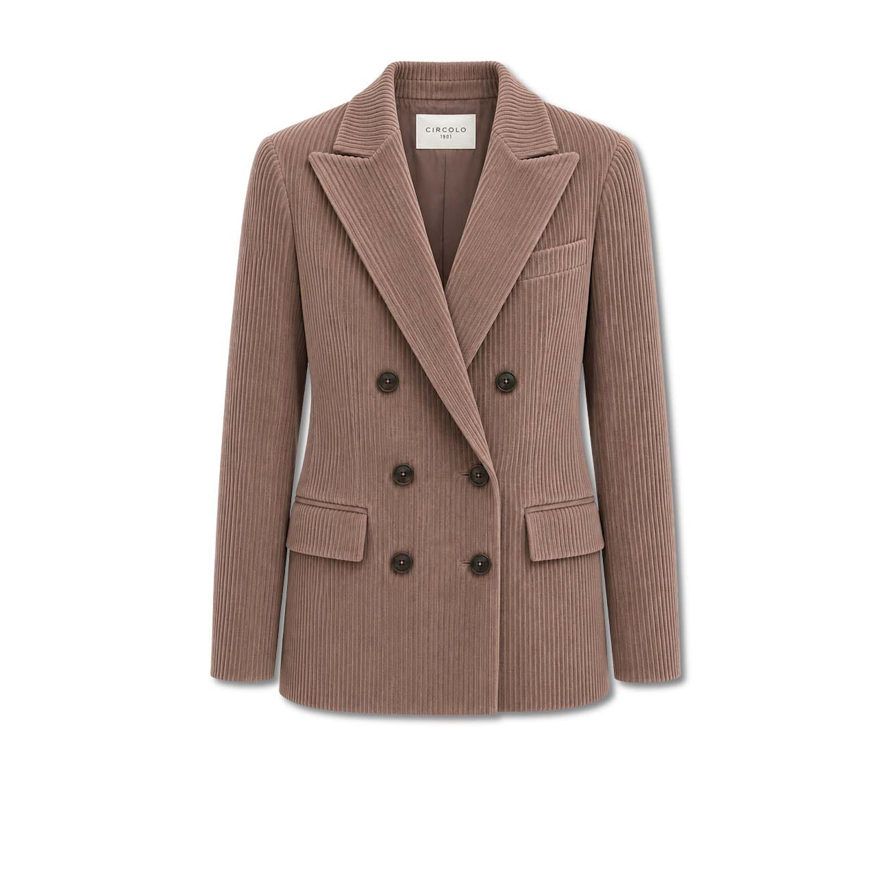 CIRCOLO1901 Giacca donna doppiopetto in velluto Beige scuro
