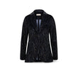 Blau bedruckte Damenjacke aus Samt