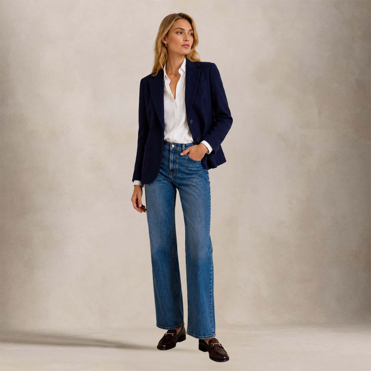 CIRCOLO1901 Giacca donna monopetto in piquet di lana Blue