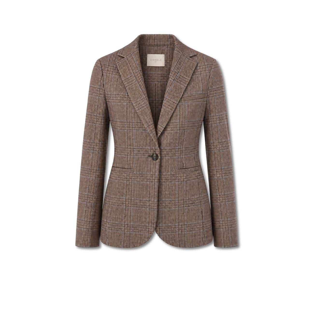 CIRCOLO1901 Giacca donna Slim Long a quadri Marrone
