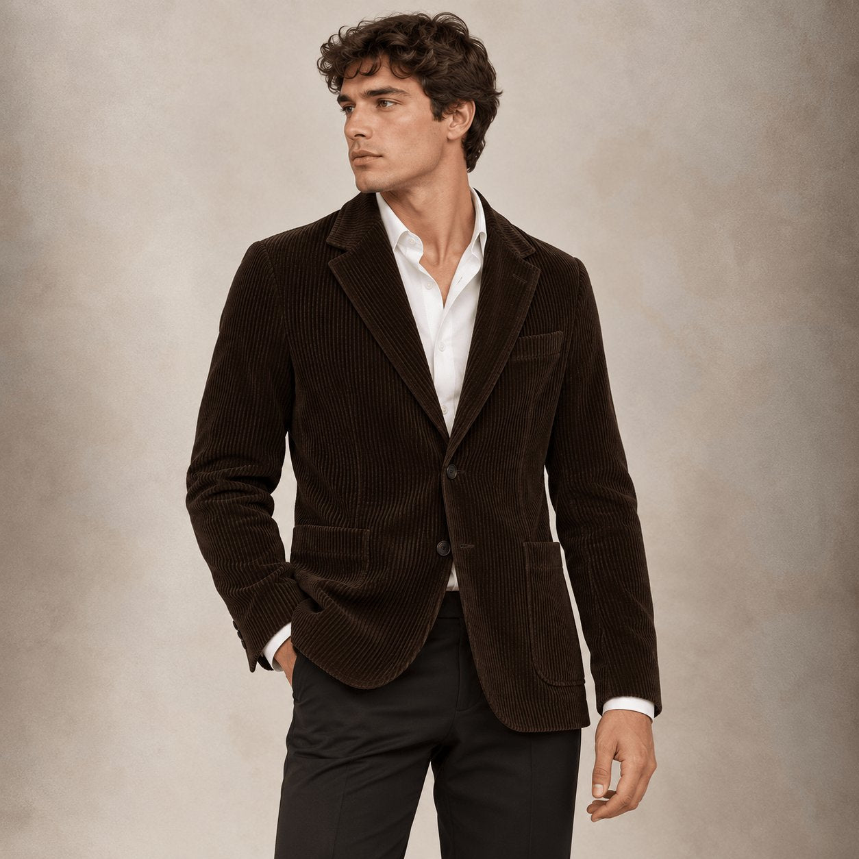 CIRCOLO1901 Giacca uomo monopetto in velluto Marrone