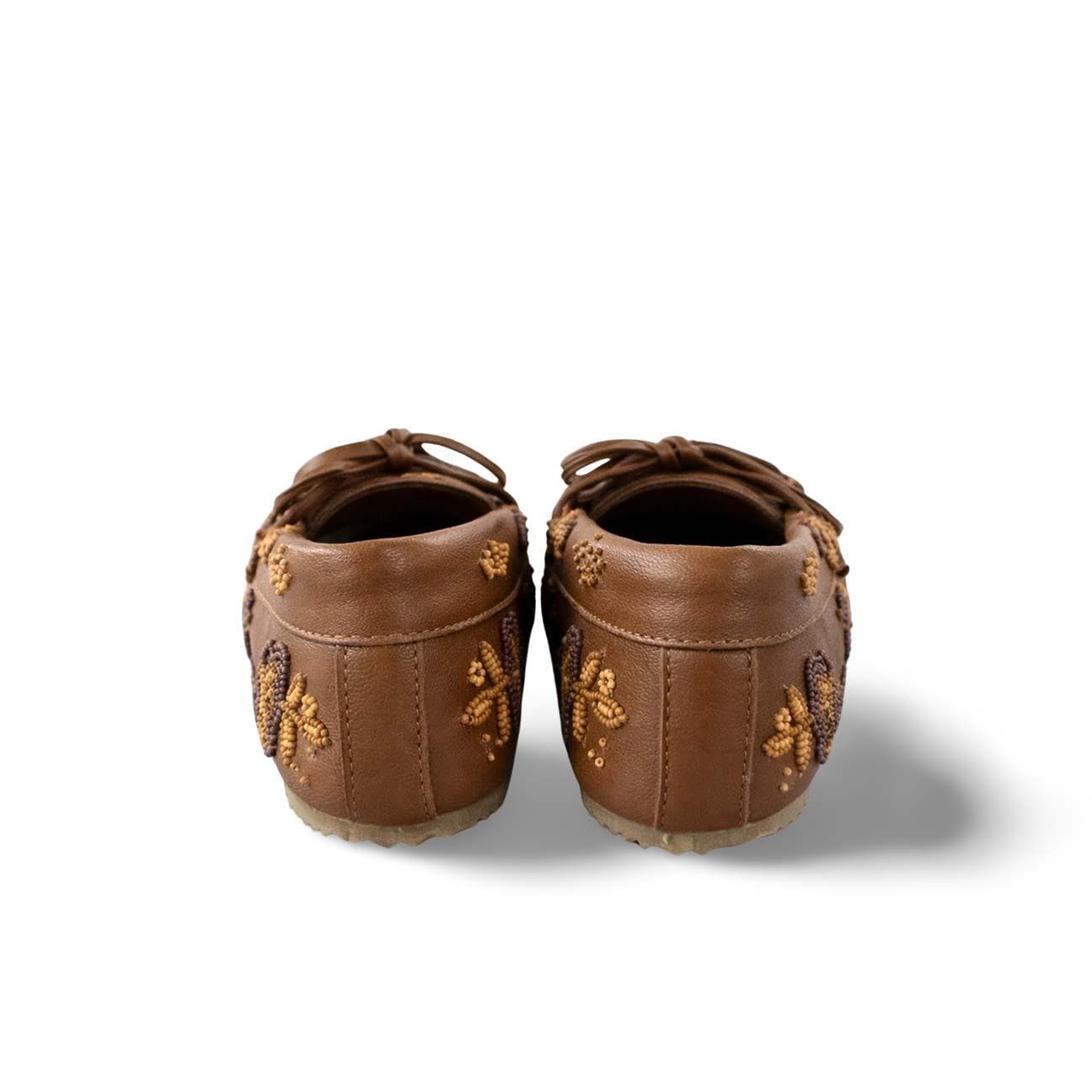 DE SIENA Mocassino donna in pelle con perline Marrone