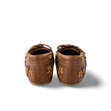 DE SIENA Mocassino donna in pelle con perline Marrone