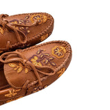 DE SIENA Mocassino donna in pelle con perline Marrone