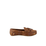 DE SIENA Mocassino donna in pelle con perline Marrone