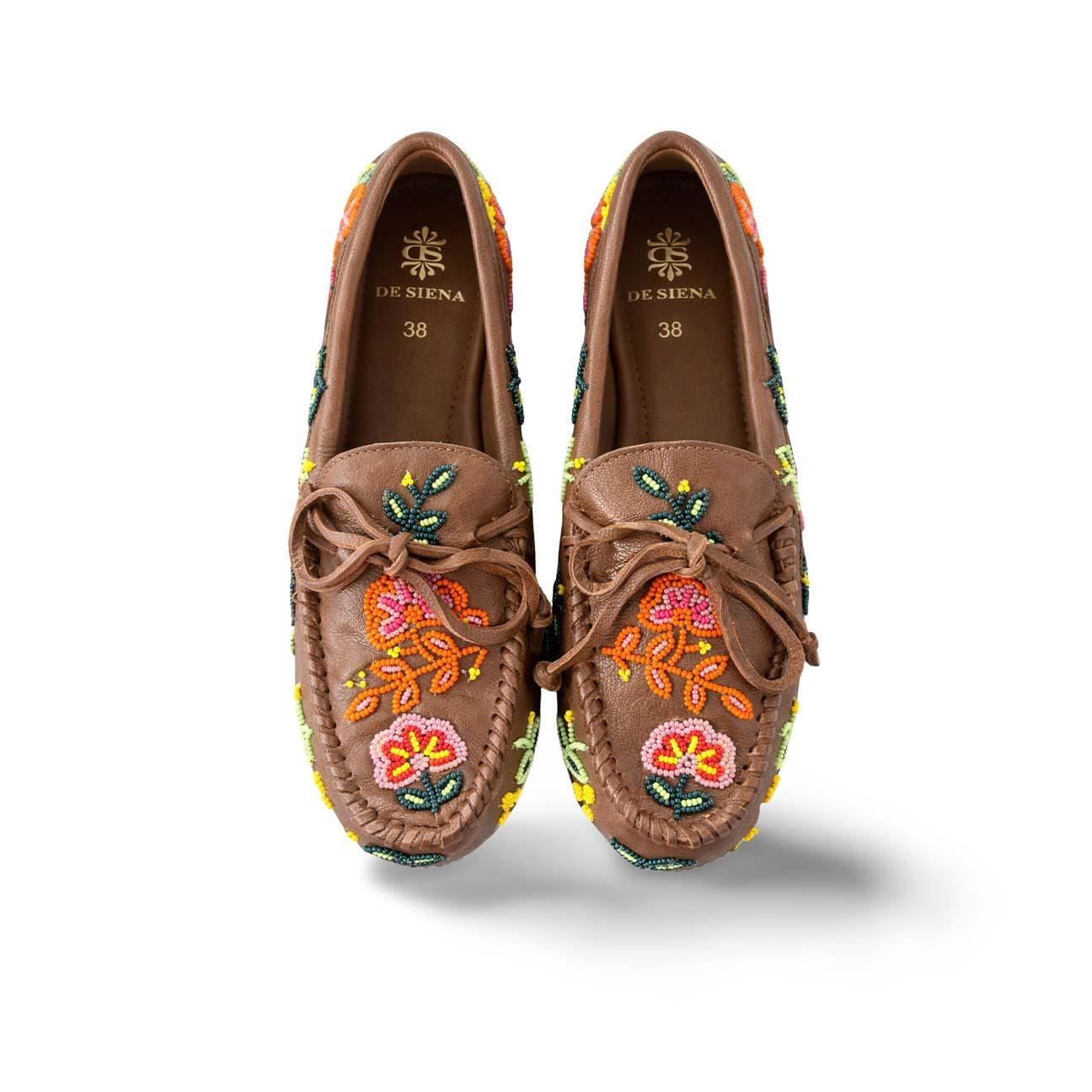 DE SIENA Mocassino donna in pelle con perline Multicolor