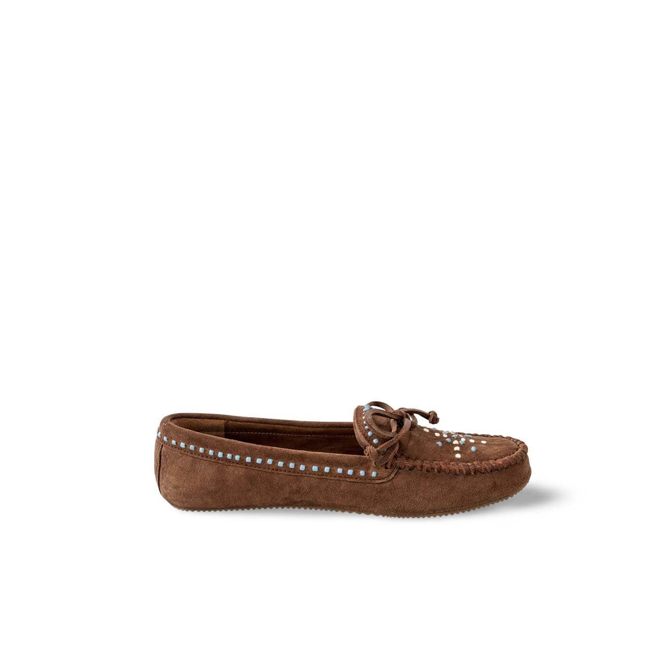 DE SIENA Mocassino donna in suede con perline Marrone