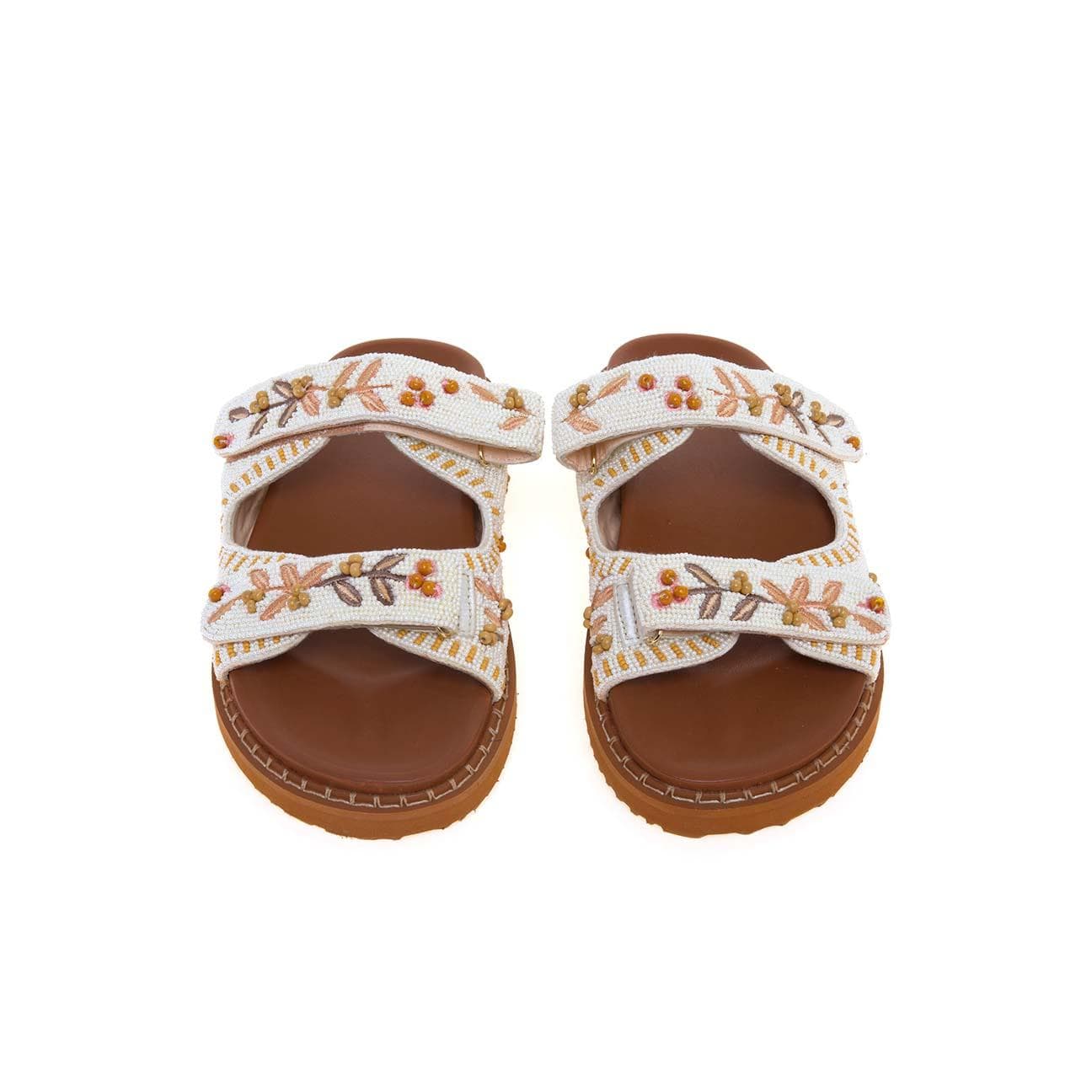DE SIENA Sandali donna Noreen In  tessuto Perline Beige Bianco