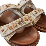 DE SIENA Sandali donna Noreen In  tessuto Perline Beige Bianco