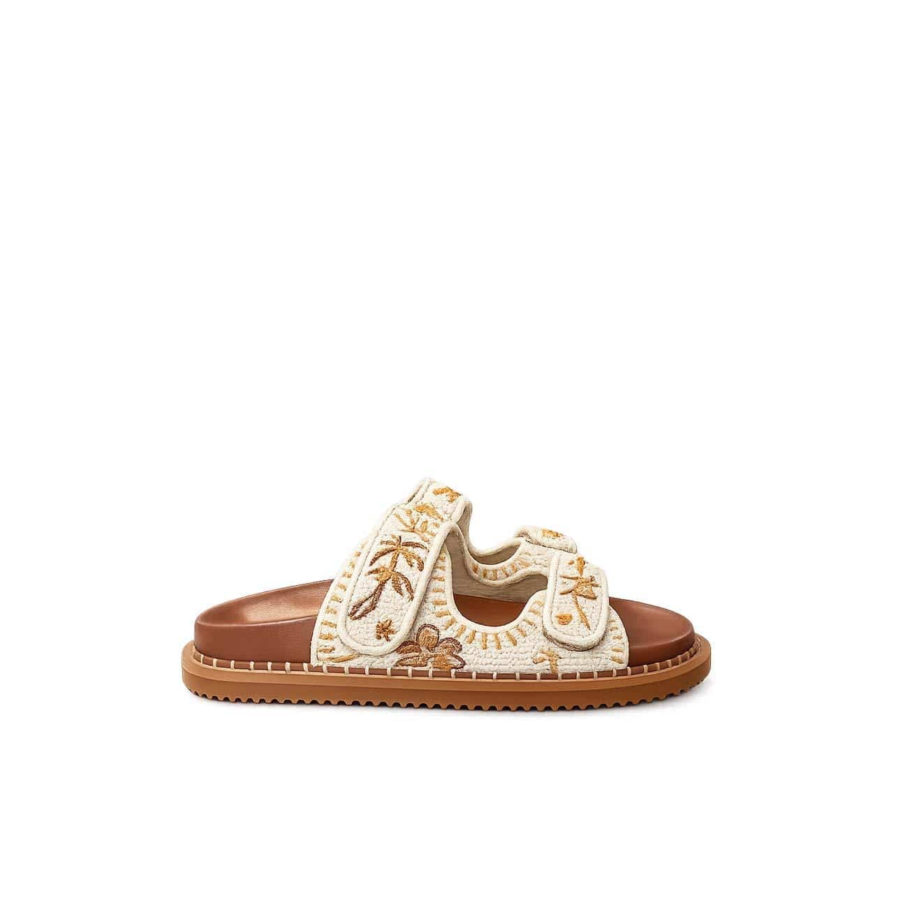 DE SIENA Sandali donna Noreen In  tessuto Perline Beige Bianco