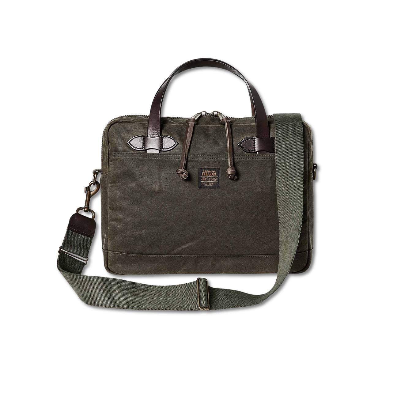 FILSON Borsa Tin  Cloth Compact Briefcase Otter Green