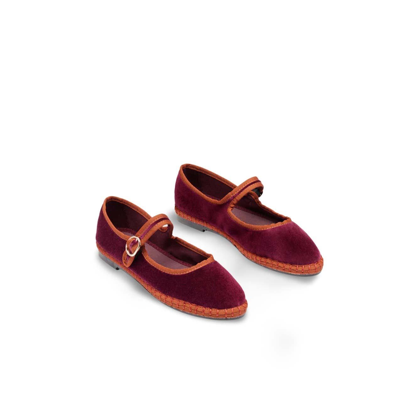 FLABELUS Ballerina in velluto Mary Jane Granate