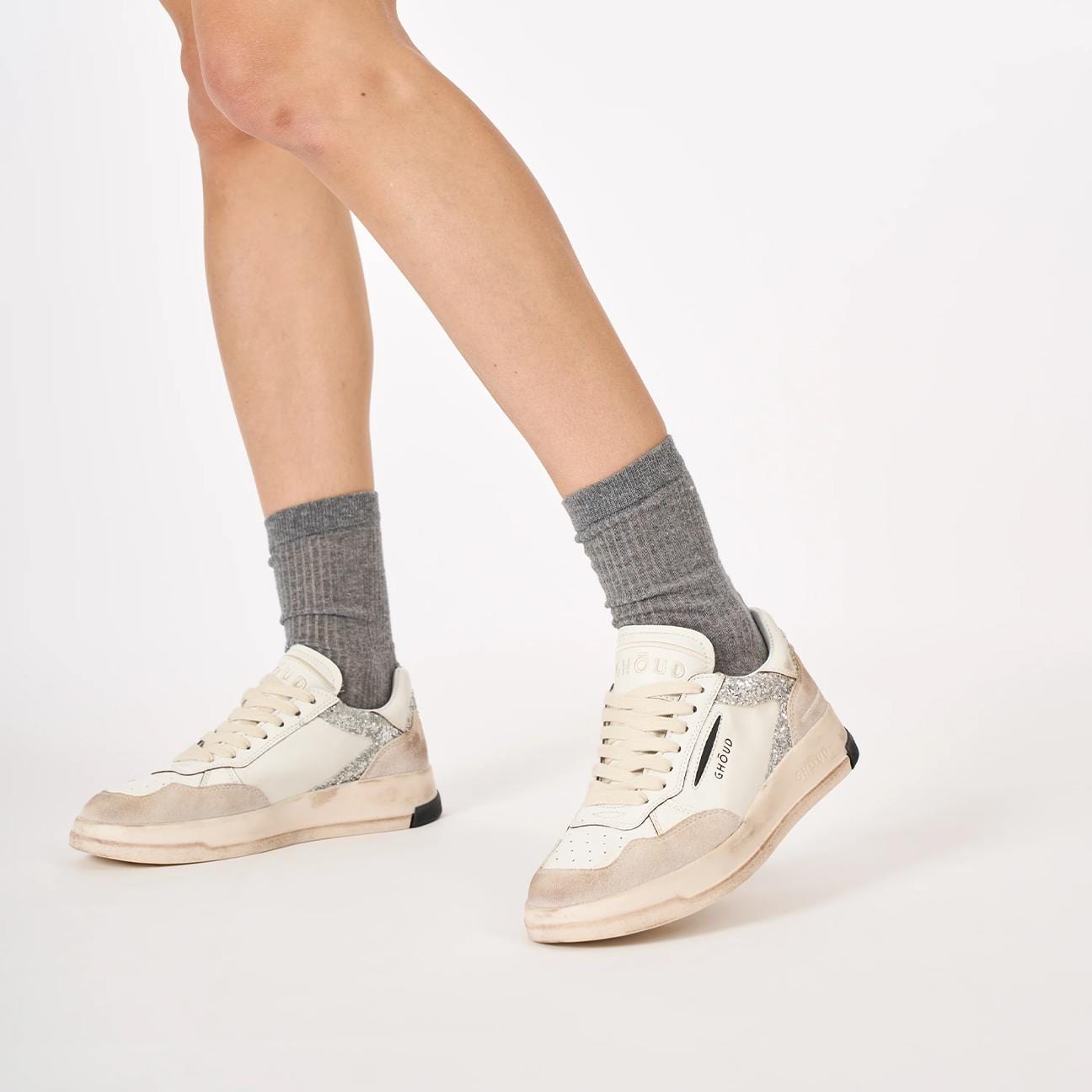 GHOUD Sneakers donna Tweener Boomerang Glitter Argento