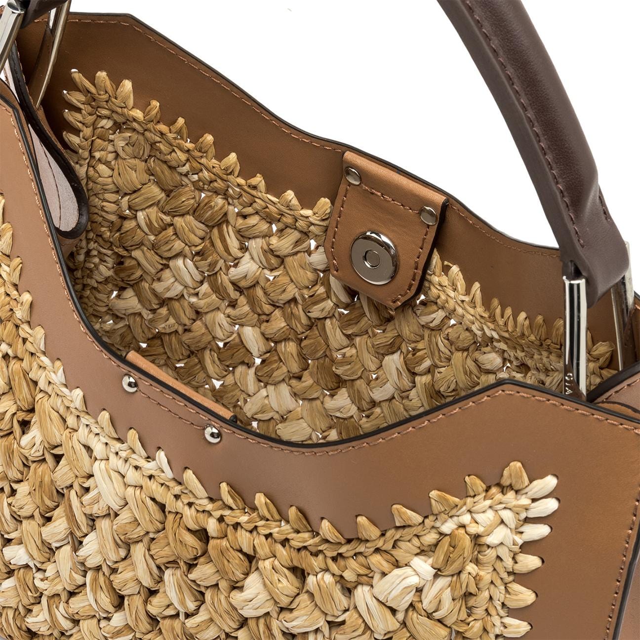 GIANNI CHIARINI Borsa donna Aurora in pelle e rafia New Cuoio