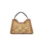 GIANNI CHIARINI Borsa donna Aurora in pelle e rafia New Cuoio