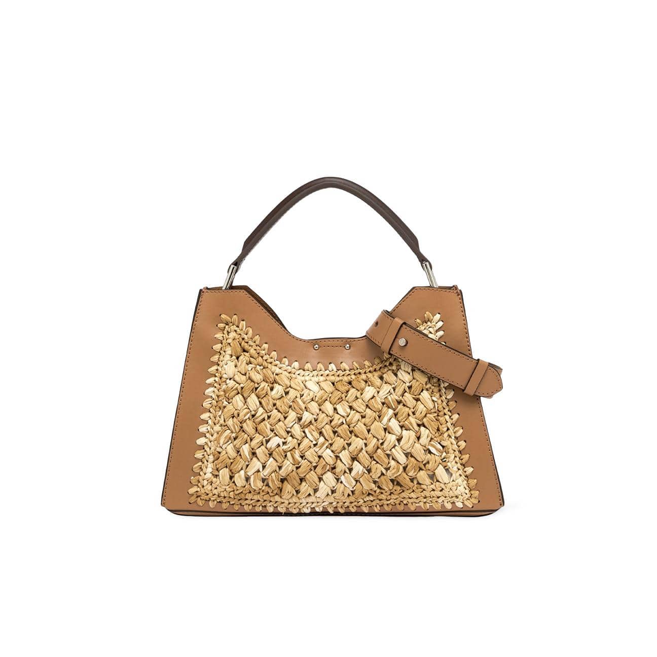 GIANNI CHIARINI Borsa donna Aurora in pelle e rafia New Cuoio