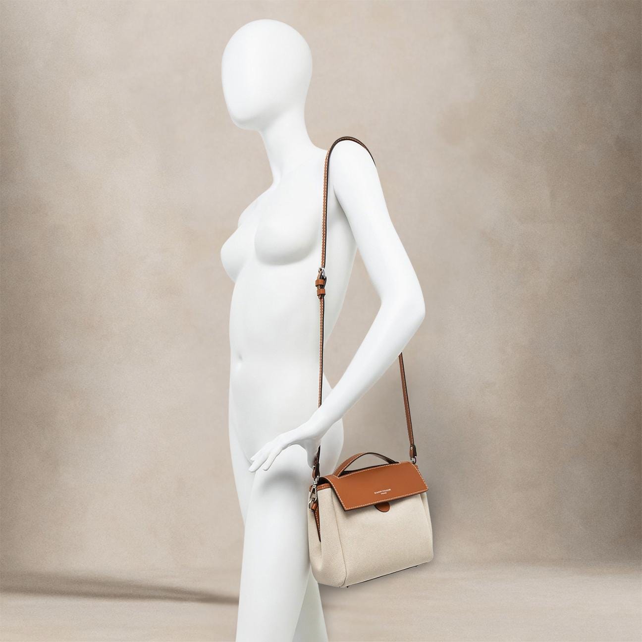 GIANNI CHIARINI Borsa donna Clio piccola Naturale e Caramello