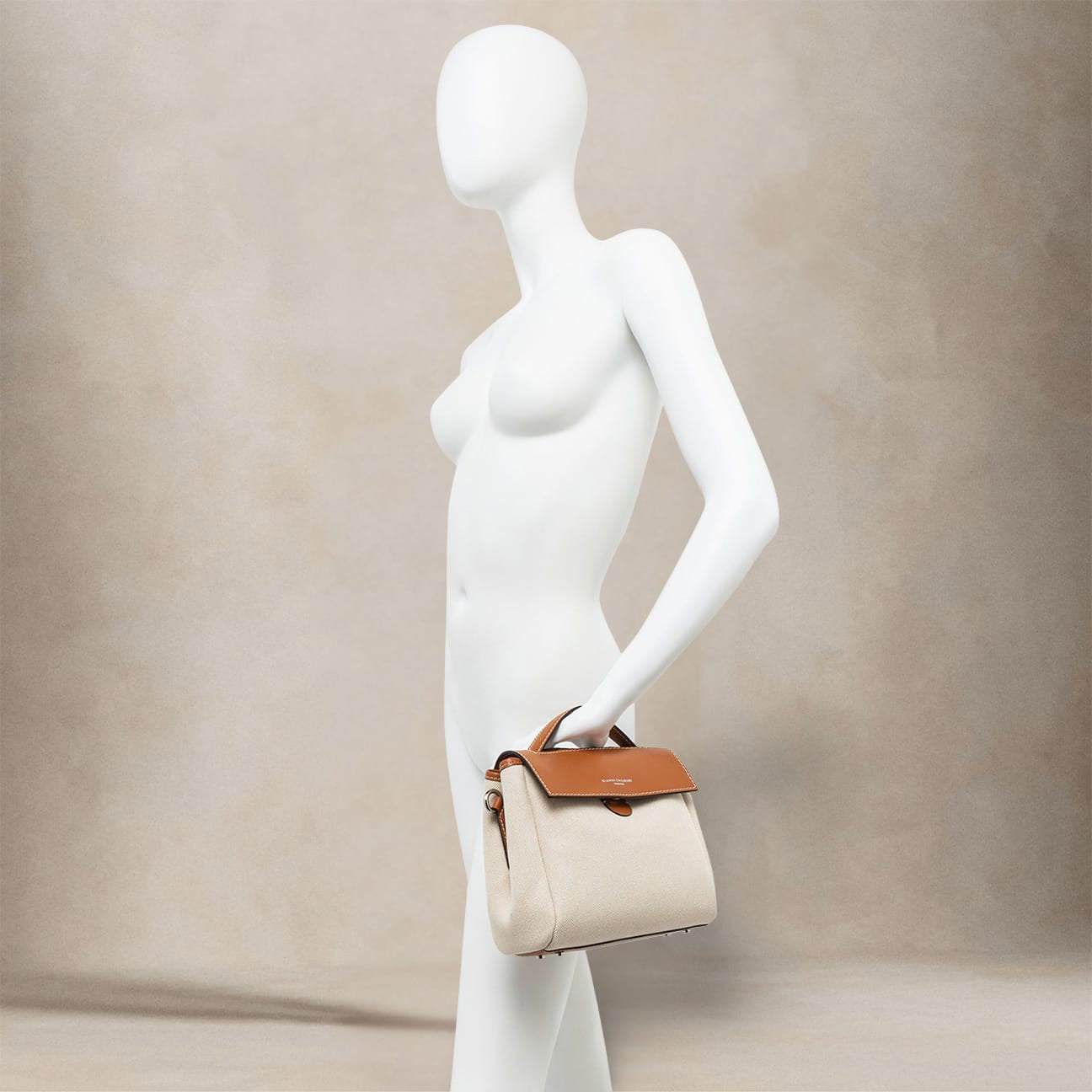GIANNI CHIARINI Borsa donna Clio piccola Naturale e Caramello