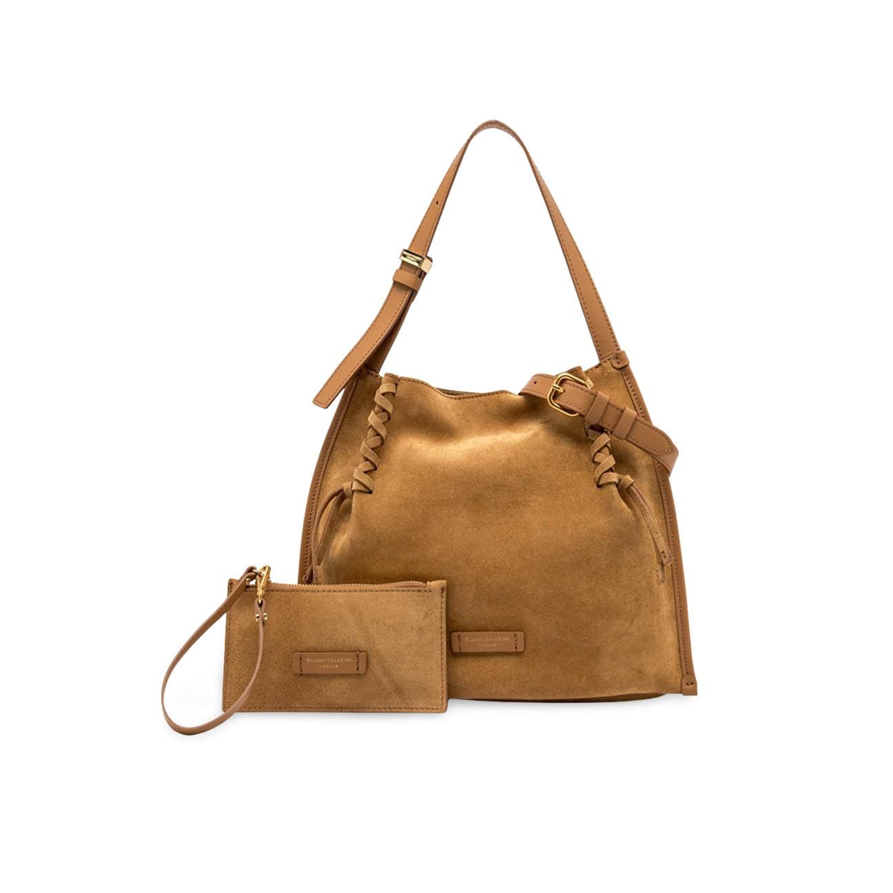 GIANNI CHIARINI Borsa donna Dory medium in pelle scamosciata Beige