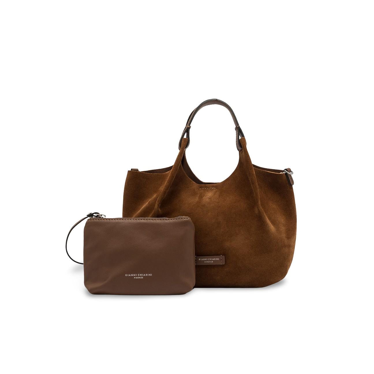 GIANNI CHIARINI Borsa donna Dua in pelle scamosciata Cognac