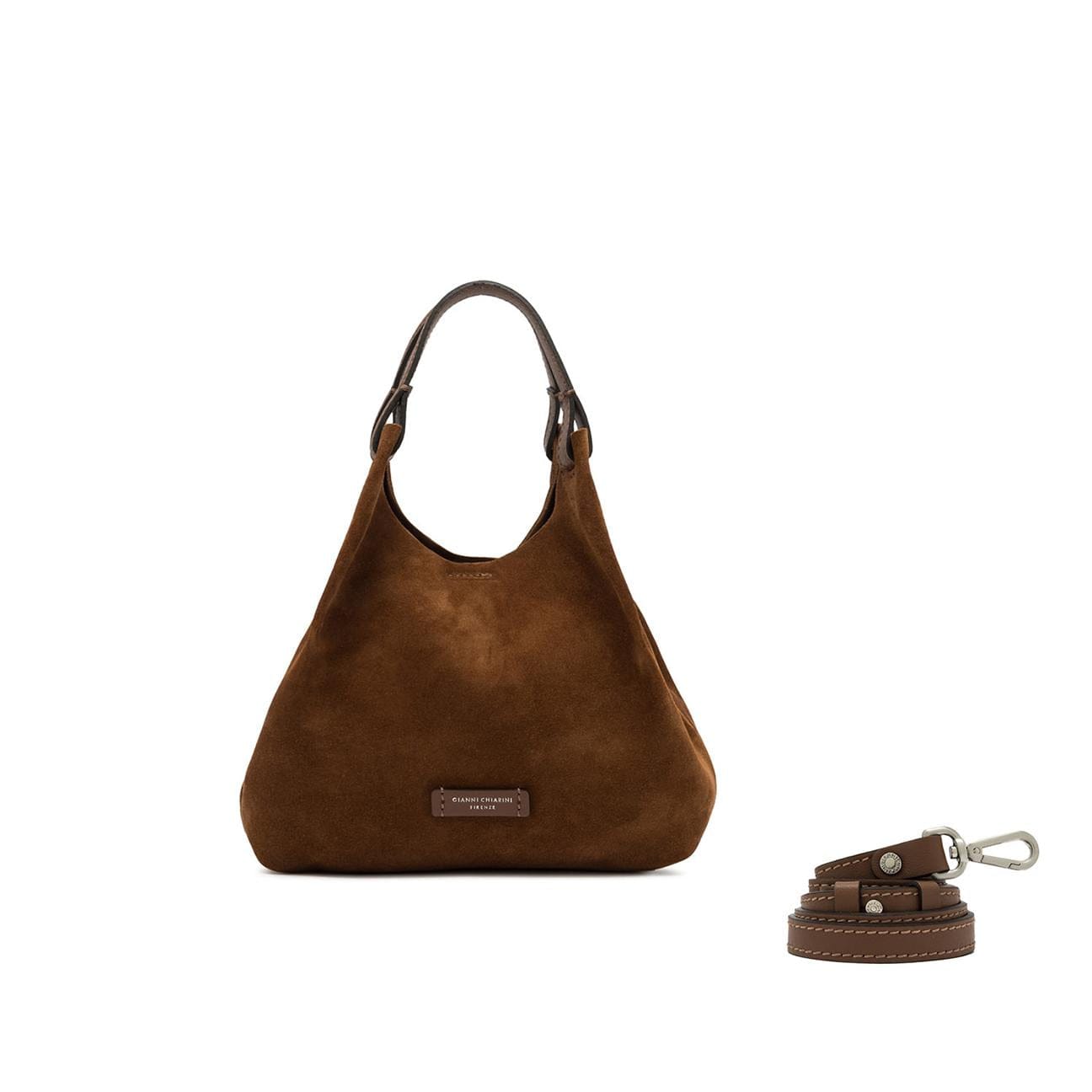GIANNI CHIARINI Borsa donna Dua in pelle scamosciata Cognac