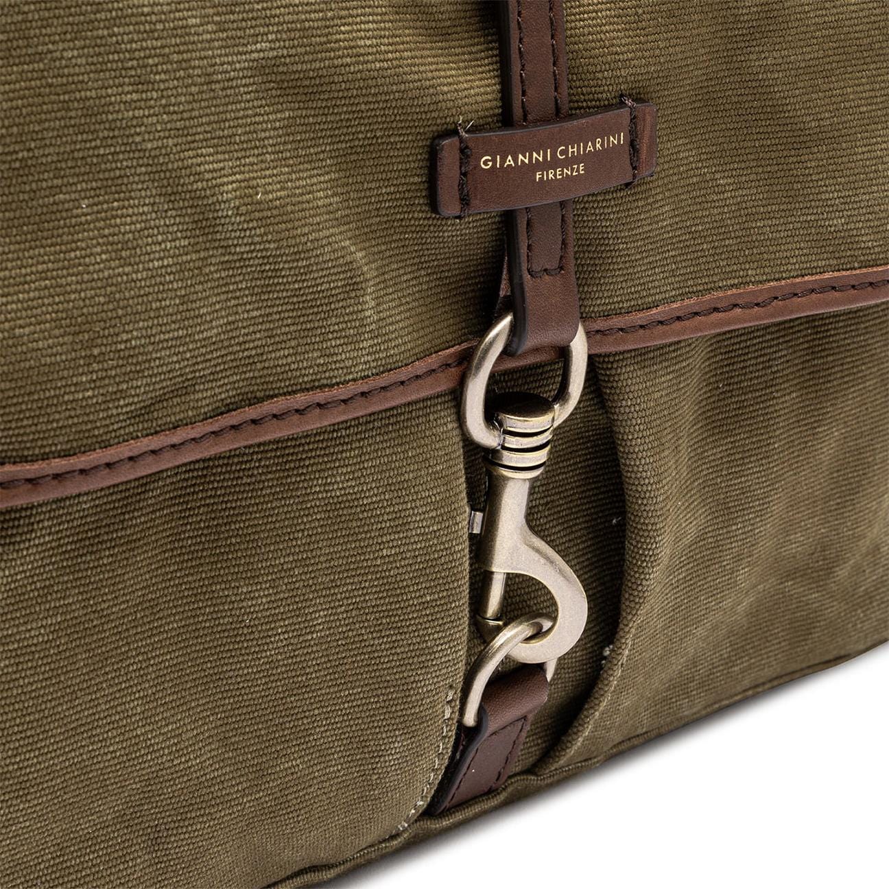 GIANNI CHIARINI Borsa uomo in canvas Verde Militare