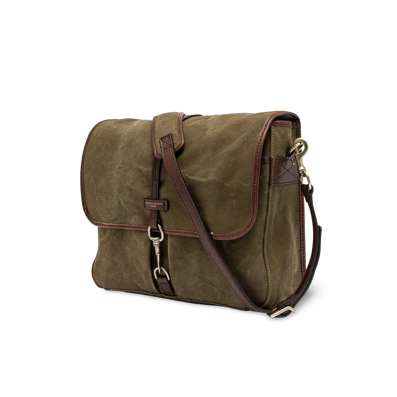 GIANNI CHIARINI Borsa uomo in canvas Verde Militare