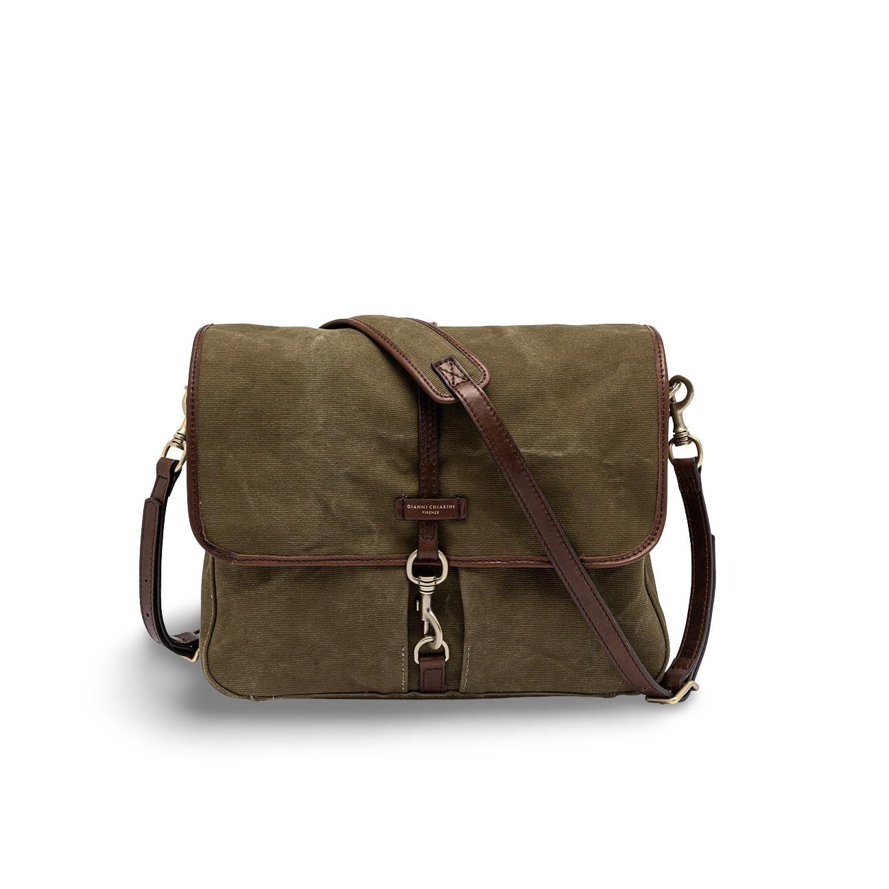 GIANNI CHIARINI Borsa uomo in canvas Verde Militare