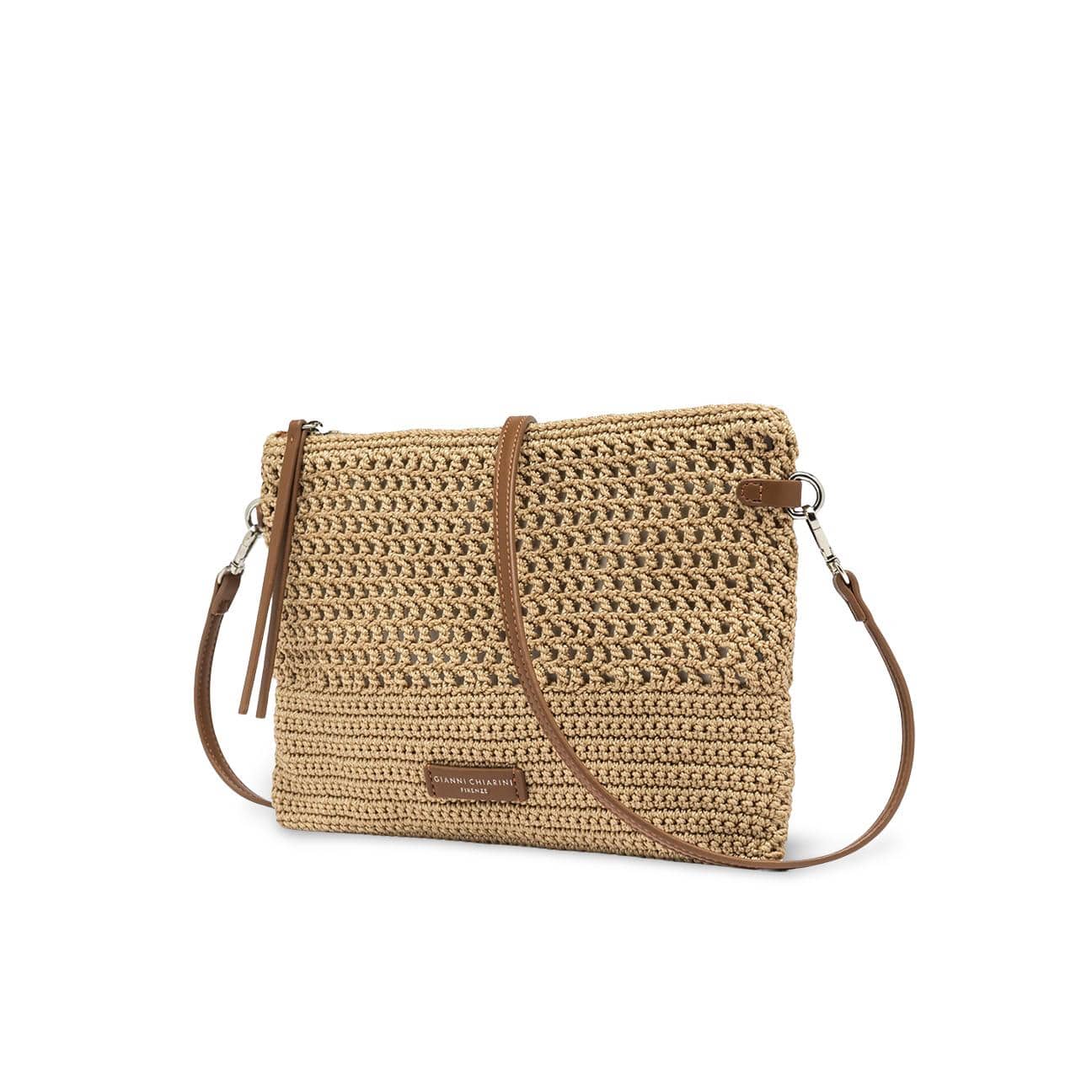 GIANNI CHIARINI Pochette donna in tessuto Beige