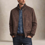 H.C.R. Giacca uomo  in suede  con zip Marrone