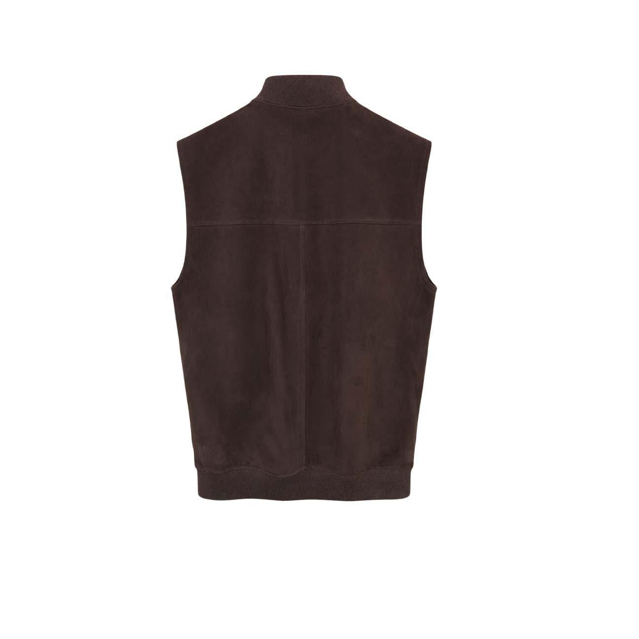 H.C.R. Gilet uomo in suede Marrone
