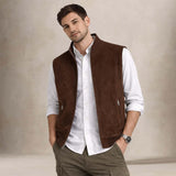 H.C.R. Gilet uomo in suede Marrone