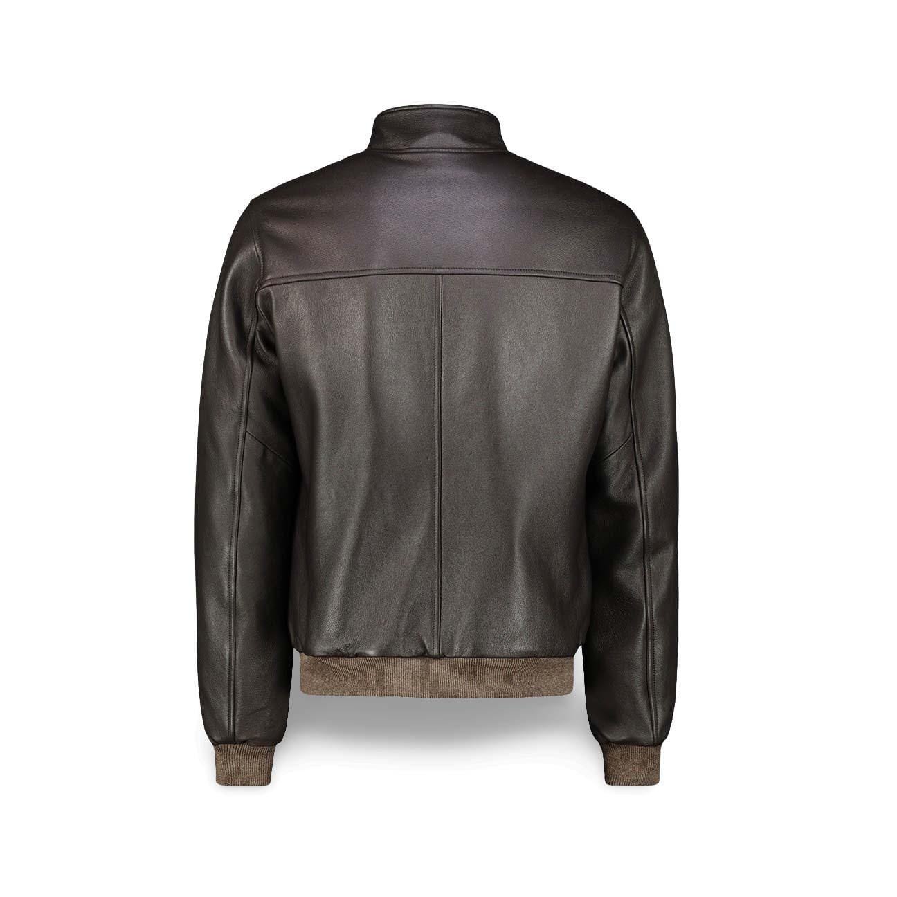 H.C.R. Giubbotto uomo in pelle foderato in panno Marrone