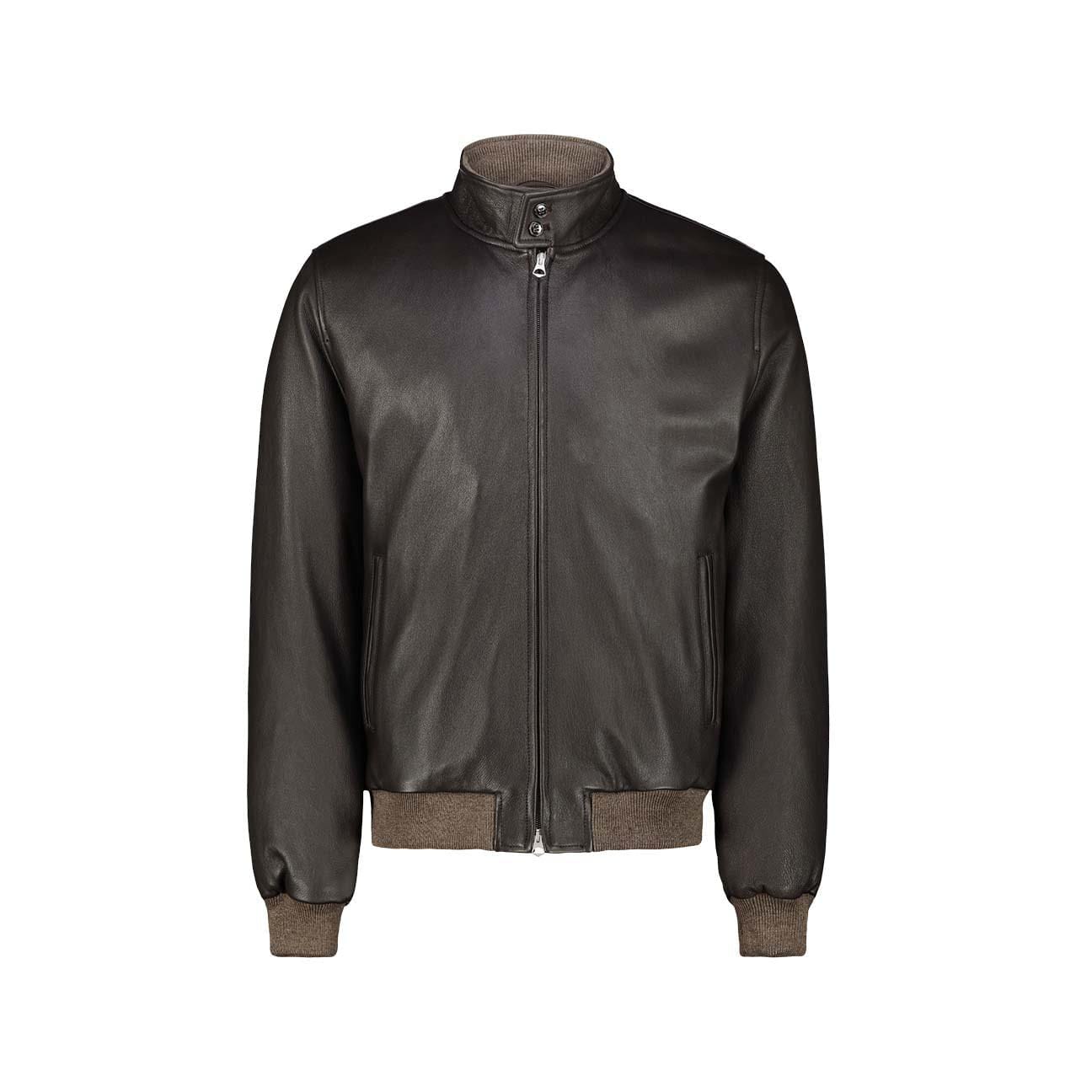 H.C.R. Giubbotto uomo in pelle foderato in panno Marrone