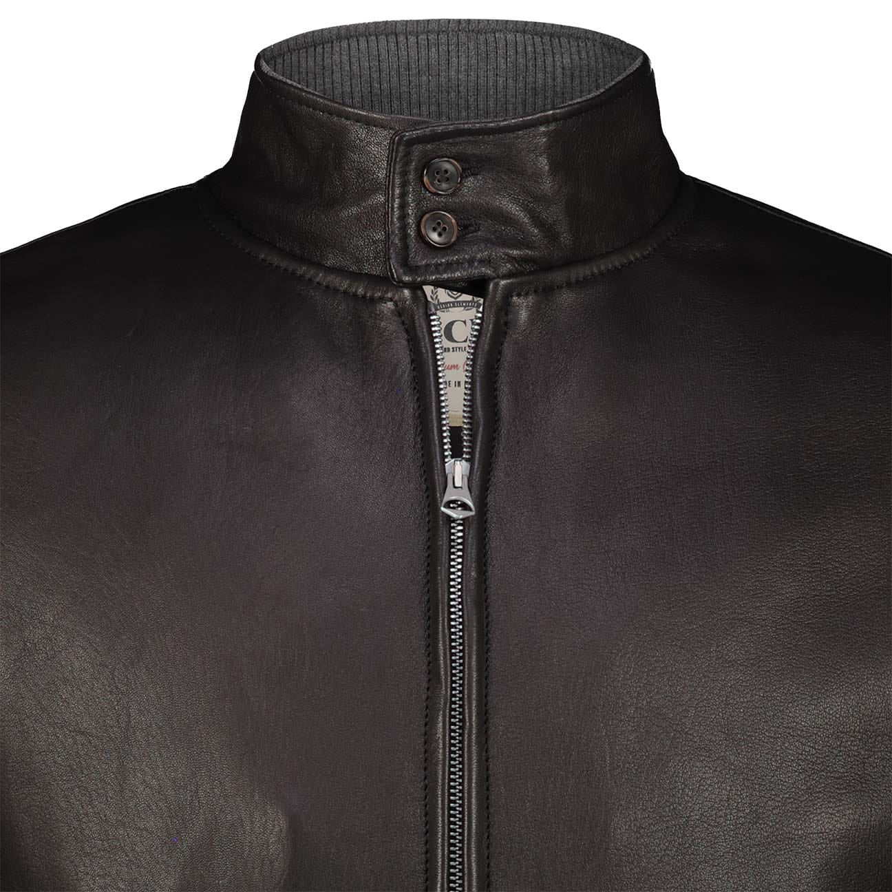 H.C.R. Giubbotto uomo in pelle foderato in panno Nero