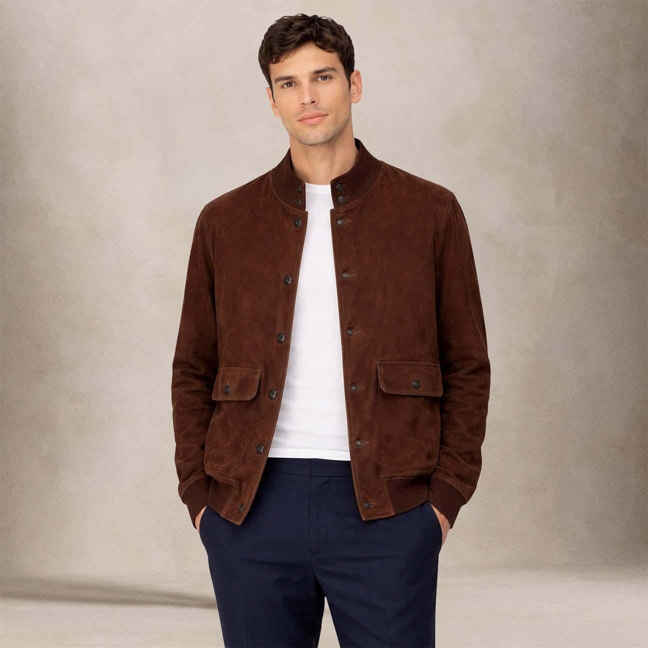 H.C.R. Giubbotto uomo in suede Marrone