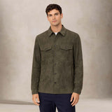 H.C.R. Overshirt uomo in suede Verde Militare