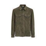 H.C.R. Overshirt uomo in suede Verde Militare