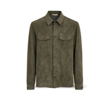 H.C.R. Overshirt uomo in suede Verde Militare
