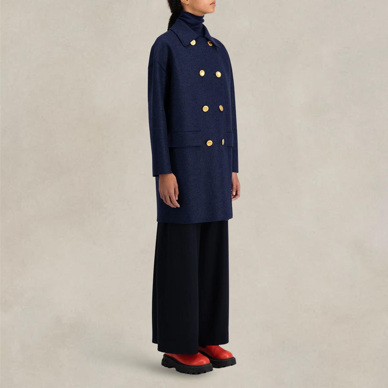 HARRIS WHARF LONDON Cappotto donna in lana doppiopetto Blue