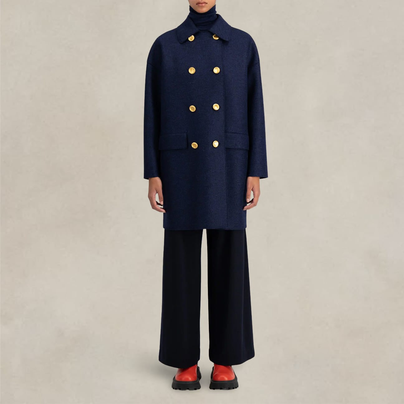HARRIS WHARF LONDON Cappotto donna in lana doppiopetto Blue
