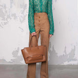 HIDESINS Borsa donna Flap L in Pelle Caramel