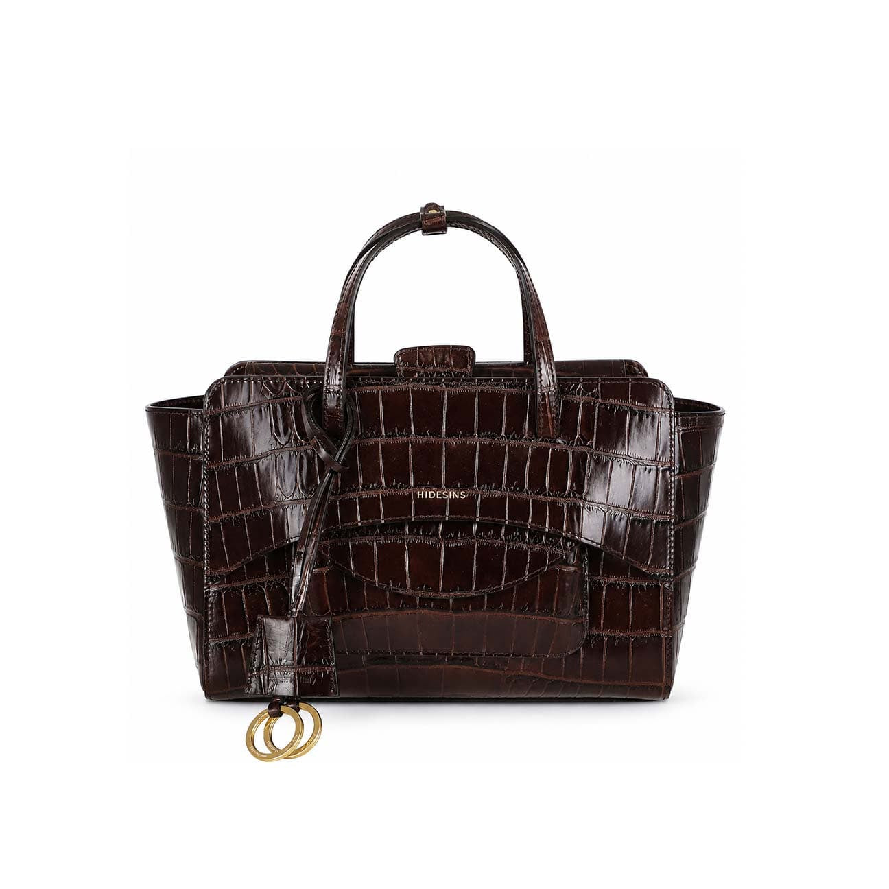 HIDESINS Borsa donna Flap M stampa cocco Marrone