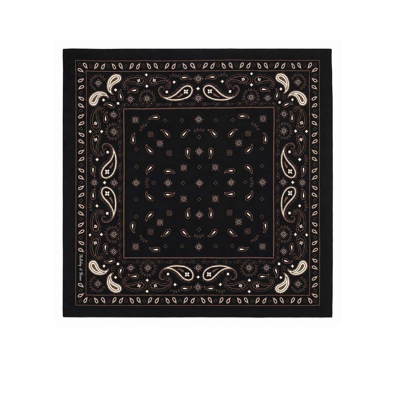 HOLLIDAY & BROWN Bandana in pura lana Nero e Marrone